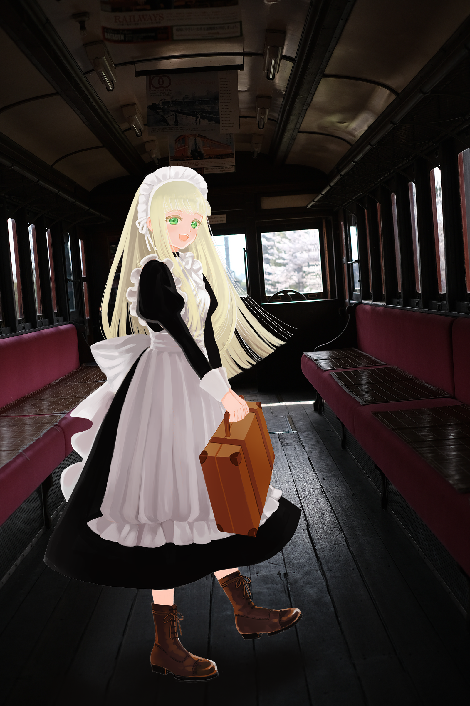 クラシカル　メイド　旅　トランク　列車
